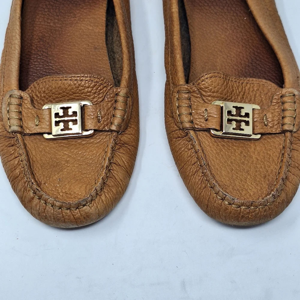 Tory Burch Kendrick Loafers Leather Tan Driving Slip On